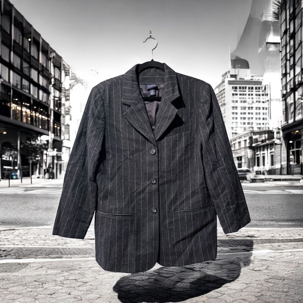 Hillard & Hanson Vintage Wool Blend Pinstripe Blazer Jacket